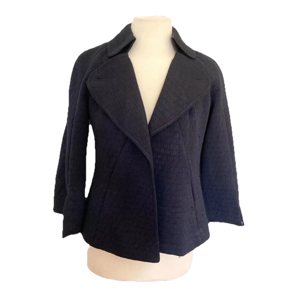 Y2k Kay Unger Jacket Size 2 Black Full‎ Sleeve quilted Women Coat